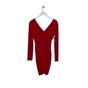 Guess Womens Red Matte Jersey V-Neck Cocktail and Party Dress Size 8 NWT $108